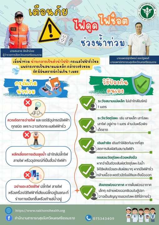 ⚡เตือนภัย ไฟดูด ไฟช็อตช่วงน้ำท่วม🌧