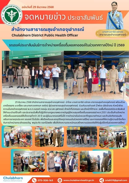 รายงานกิจกรรม ด้านสุขภาพระดับตำบล ของ รพ.สต. ในพื้นที่อำเภอจุฬาภรณ์ ประจำวันที่ 29 ธันวาคม 2568